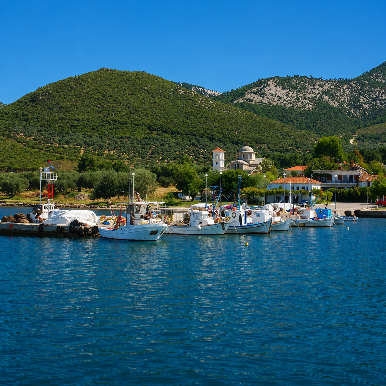 Skala Rachoni Thassos – plajă liniștită cu umbră naturală